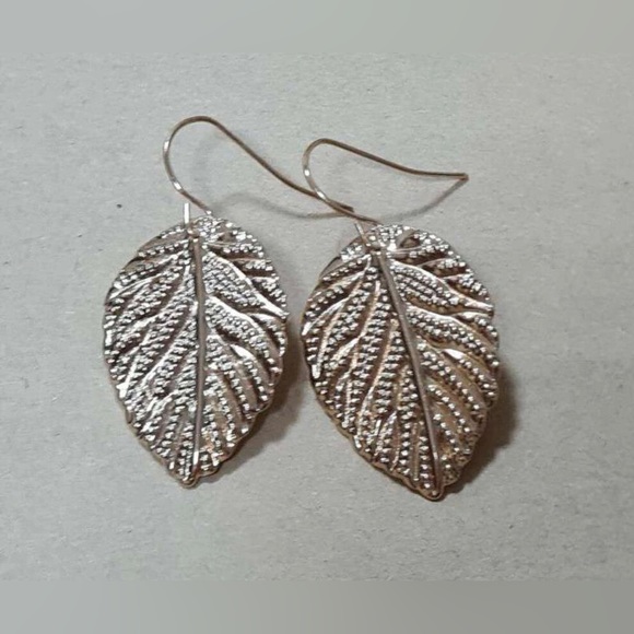 Golden Leaf Autumn Fall Textured Veined Leaves Nature Sparkly Boho Hippie Dangle - Picture 5 of 16